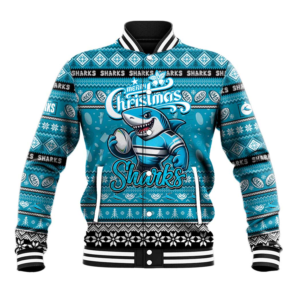 Personalized Sharks Rugby Xmas Baseball Jacket Australia NRL Mascot