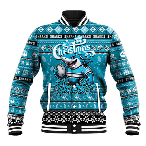 Personalized Sharks Rugby Xmas Baseball Jacket Australia NRL Mascot