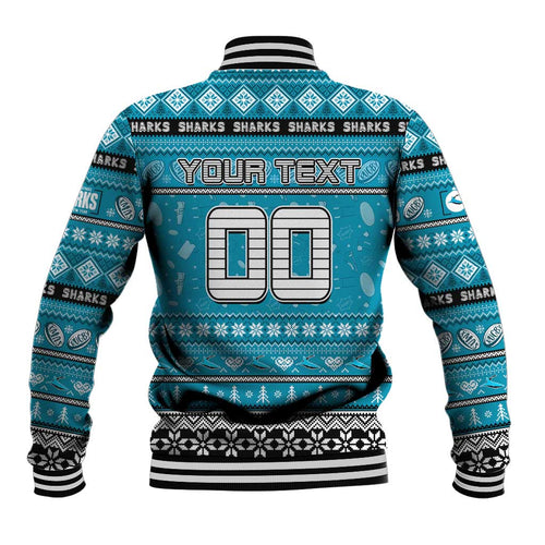 Personalized Sharks Rugby Xmas Baseball Jacket Australia NRL Mascot