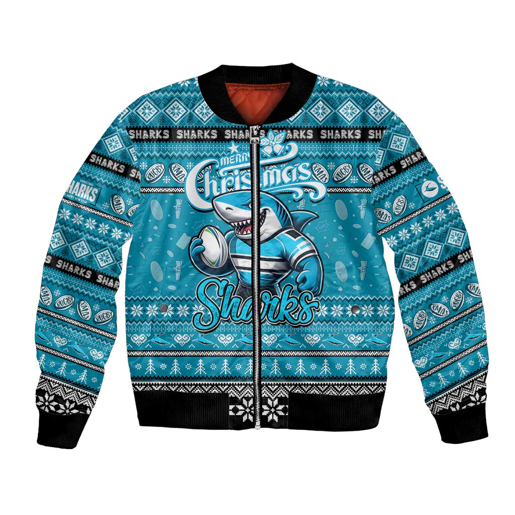 Personalized Sharks Rugby Xmas Bomber Jacket Australia NRL Mascot
