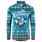 Personalized Sharks Rugby Xmas Button Sweatshirt Australia NRL Mascot