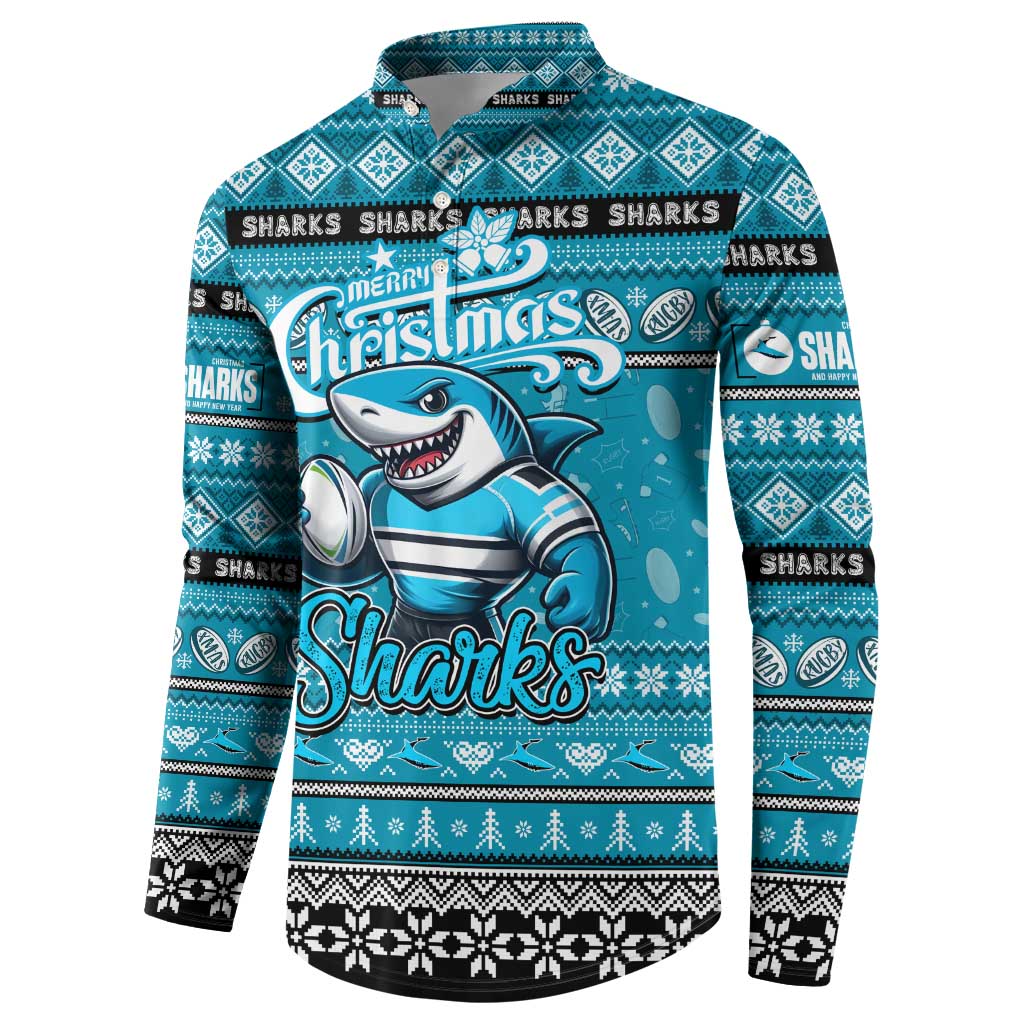 Personalized Sharks Rugby Xmas Button Sweatshirt Australia NRL Mascot