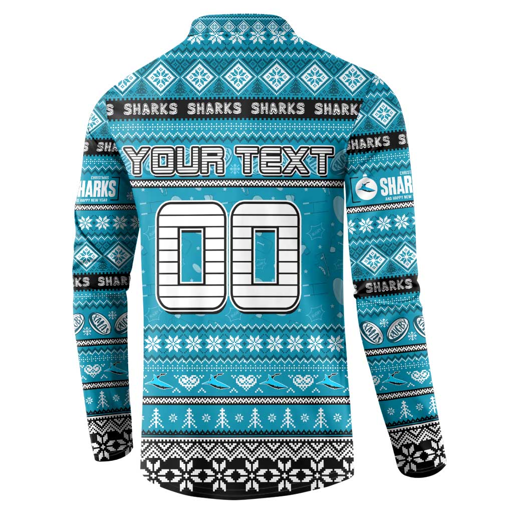 Personalized Sharks Rugby Xmas Button Sweatshirt Australia NRL Mascot