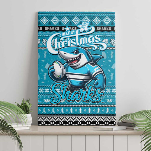 Sharks Rugby Xmas Canvas Wall Art Australia NRL Mascot