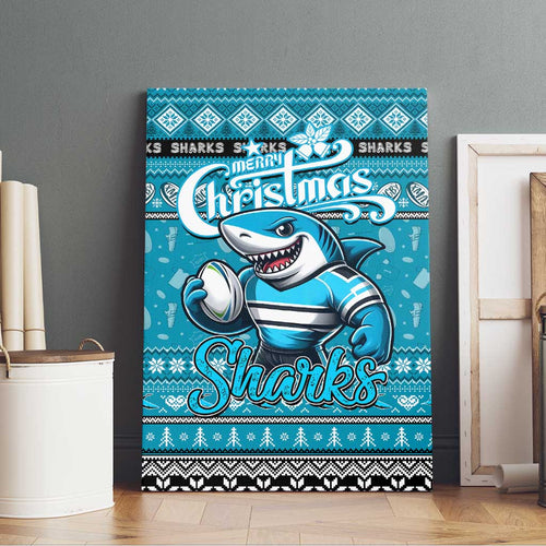 Sharks Rugby Xmas Canvas Wall Art Australia NRL Mascot