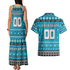 Personalized Sharks Rugby Xmas Couples Matching Tank Maxi Dress and Hawaiian Shirt Australia NRL Mascot