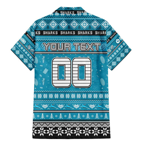 Personalized Sharks Rugby Xmas Family Matching Mermaid Dress and Hawaiian Shirt Australia NRL Mascot