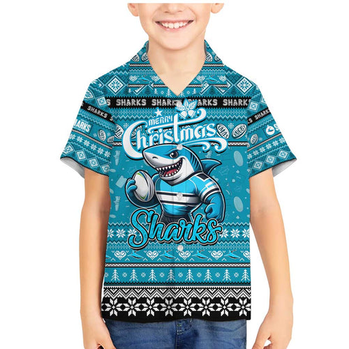 Personalized Sharks Rugby Xmas Family Matching Mermaid Dress and Hawaiian Shirt Australia NRL Mascot
