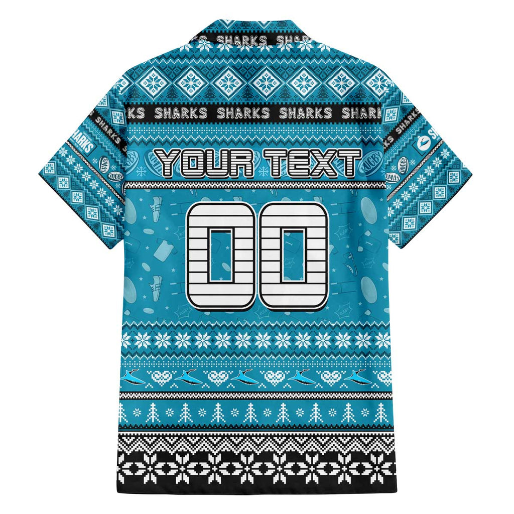 Personalized Sharks Rugby Xmas Family Matching Off The Shoulder Long Sleeve Dress and Hawaiian Shirt Australia NRL Mascot