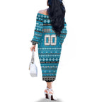 Personalized Sharks Rugby Xmas Family Matching Off The Shoulder Long Sleeve Dress and Hawaiian Shirt Australia NRL Mascot