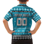 Personalized Sharks Rugby Xmas Family Matching Off Shoulder Maxi Dress and Hawaiian Shirt Australia NRL Mascot