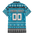 Personalized Sharks Rugby Xmas Family Matching Off Shoulder Maxi Dress and Hawaiian Shirt Australia NRL Mascot