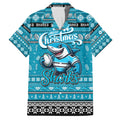 Personalized Sharks Rugby Xmas Family Matching Summer Maxi Dress and Hawaiian Shirt Australia NRL Mascot