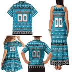 Personalized Sharks Rugby Xmas Family Matching Tank Maxi Dress and Hawaiian Shirt Australia NRL Mascot