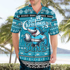 Personalized Sharks Rugby Xmas Hawaiian Shirt Australia NRL Mascot