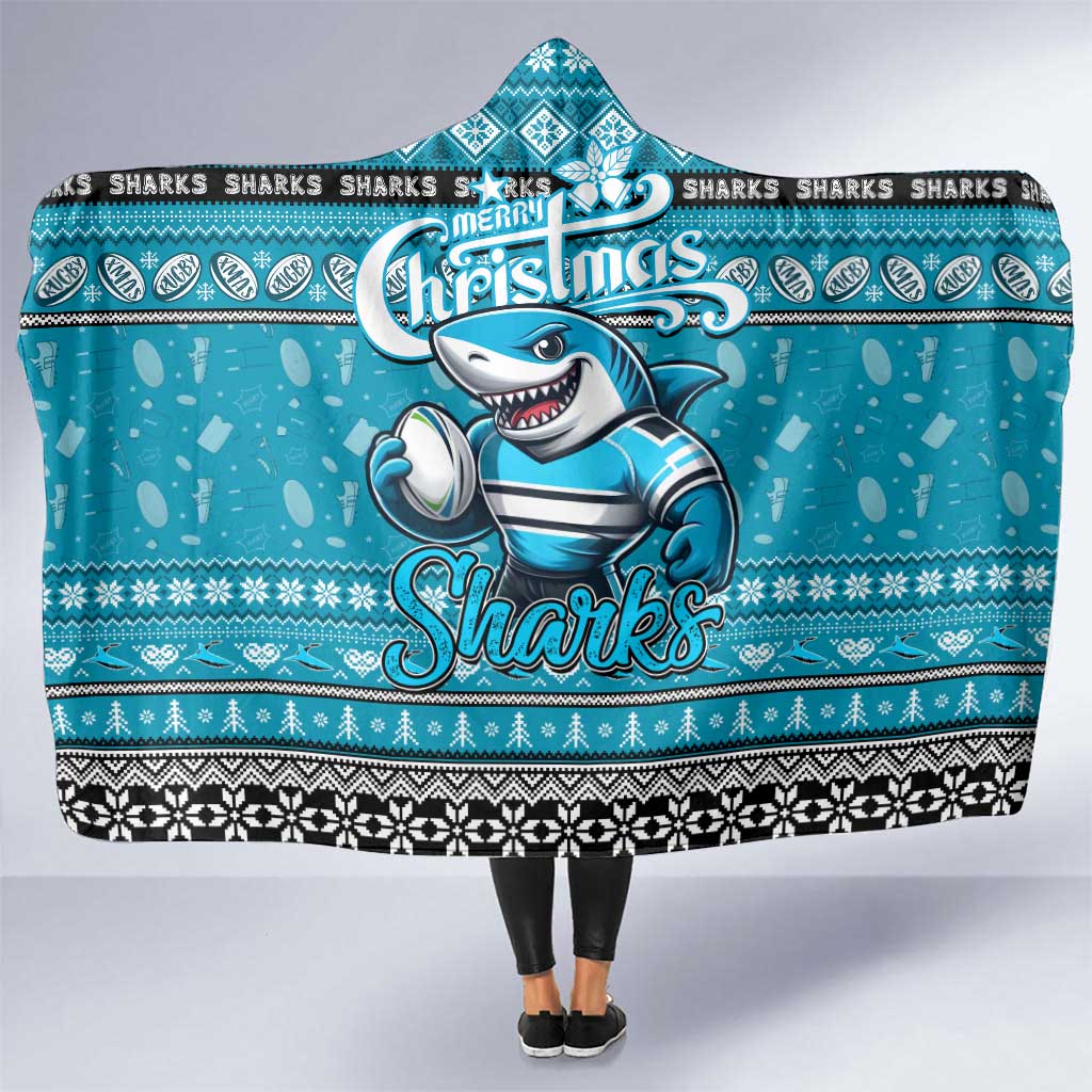 Sharks Rugby Xmas Hooded Blanket Australia NRL Mascot
