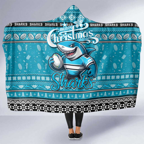Sharks Rugby Xmas Hooded Blanket Australia NRL Mascot