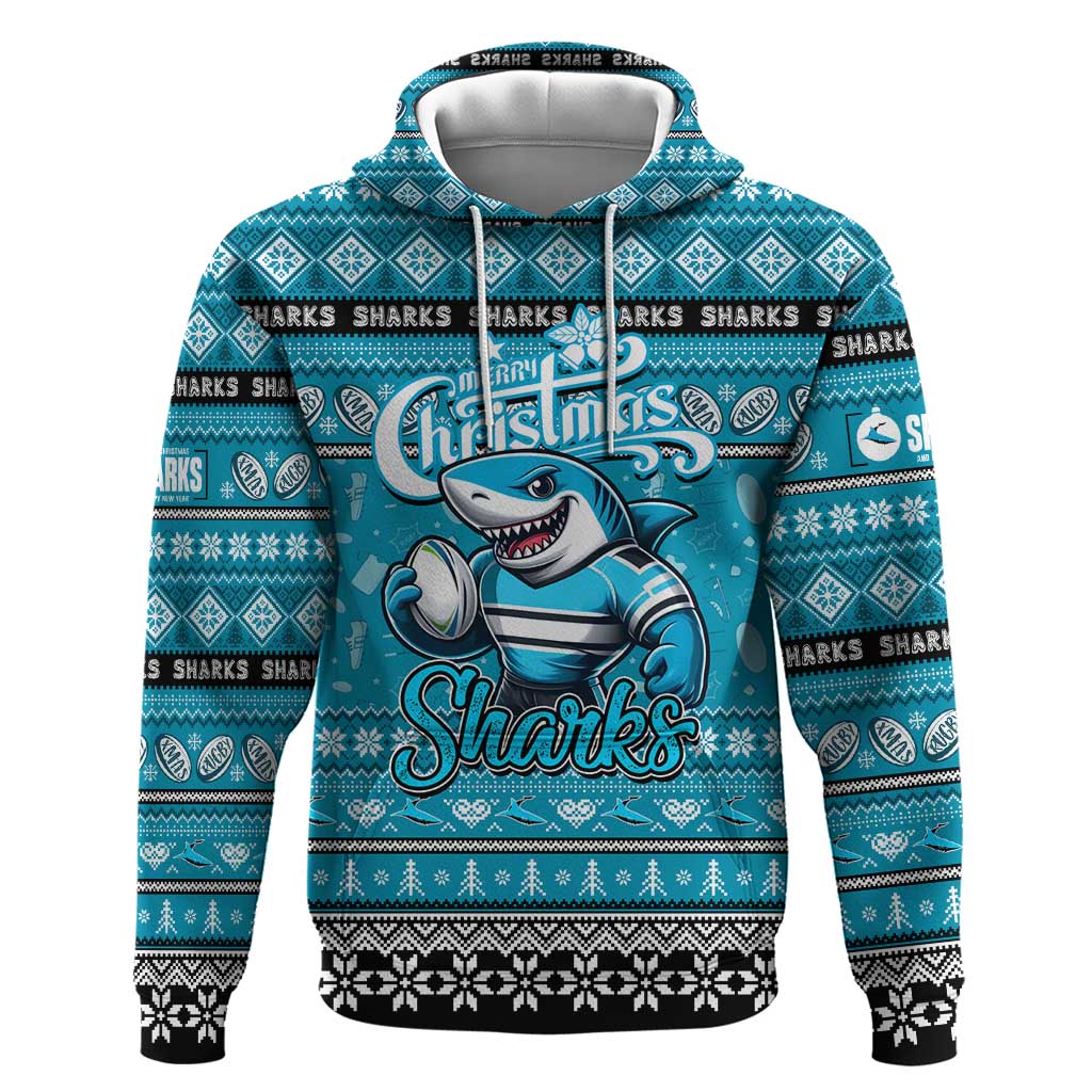 Personalized Sharks Rugby Xmas Hoodie Australia NRL Mascot