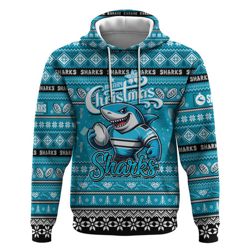Personalized Sharks Rugby Xmas Hoodie Australia NRL Mascot
