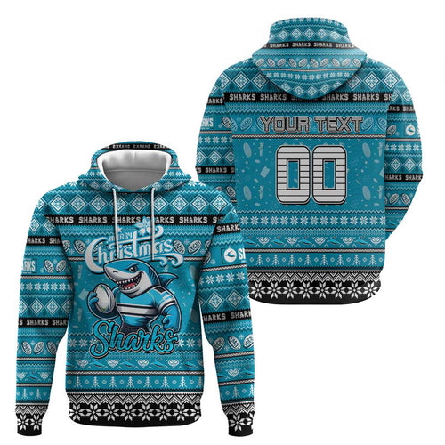 Personalized Sharks Rugby Xmas Hoodie Australia NRL Mascot