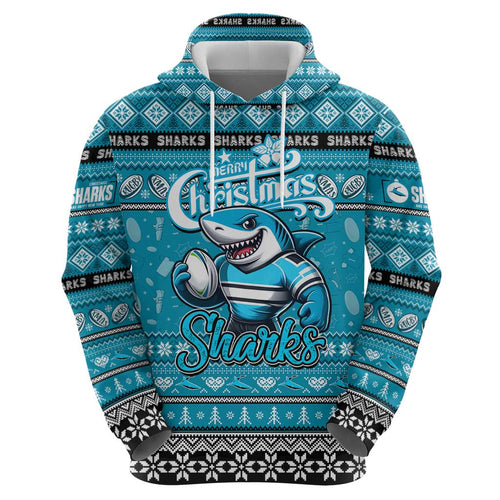 Personalized Sharks Rugby Xmas Hoodie Australia NRL Mascot