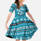 Personalized Sharks Rugby Xmas Kid Short Sleeve Dress Australia NRL Mascot