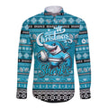 Personalized Sharks Rugby Xmas Long Sleeve Button Shirt Australia NRL Mascot