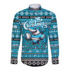 Personalized Sharks Rugby Xmas Long Sleeve Button Shirt Australia NRL Mascot