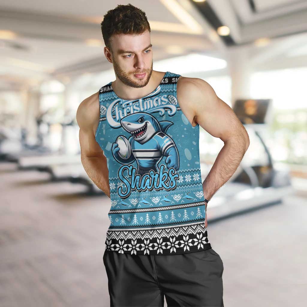 Personalized Sharks Rugby Xmas Men Tank Top Australia NRL Mascot
