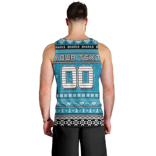 Personalized Sharks Rugby Xmas Men Tank Top Australia NRL Mascot