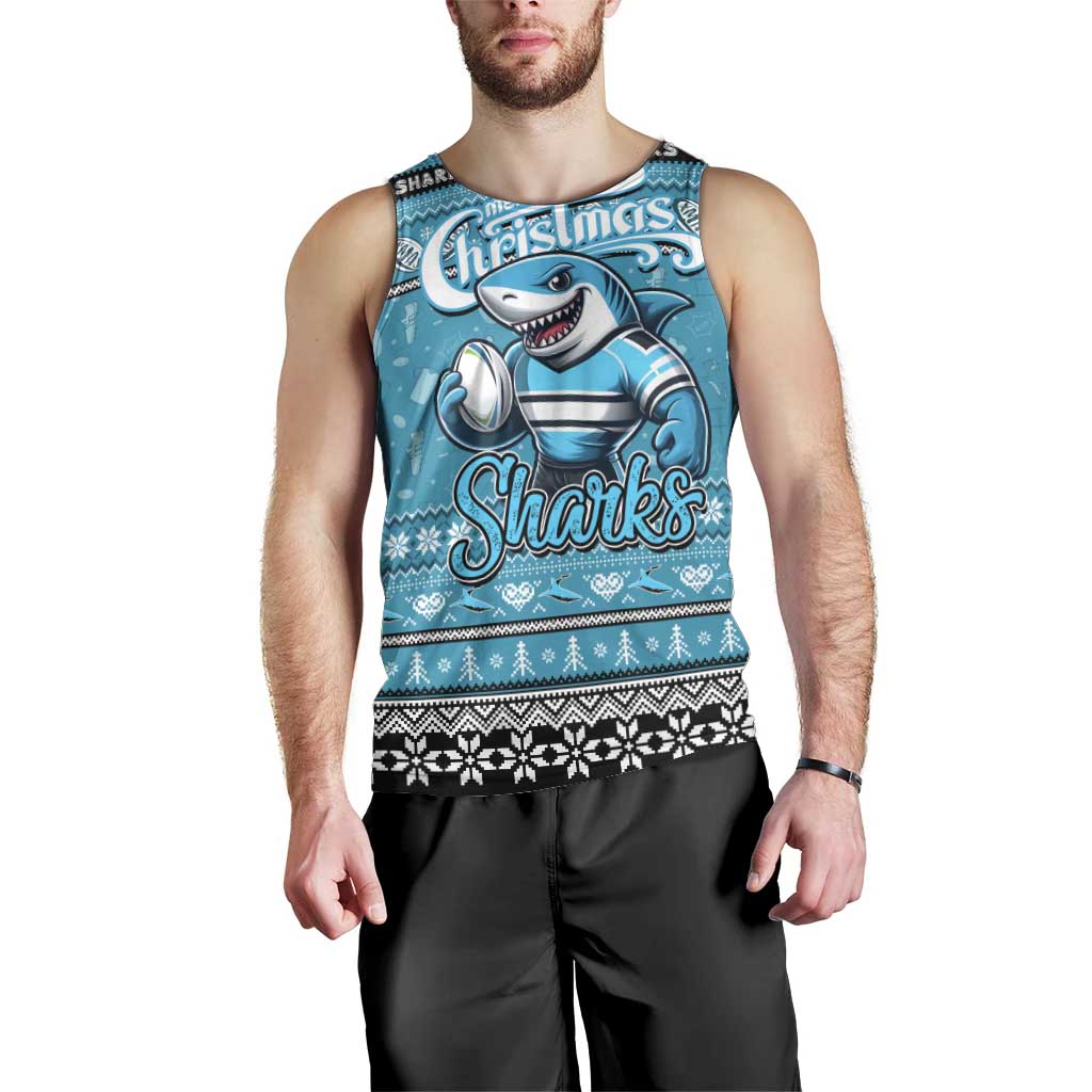 Personalized Sharks Rugby Xmas Men Tank Top Australia NRL Mascot