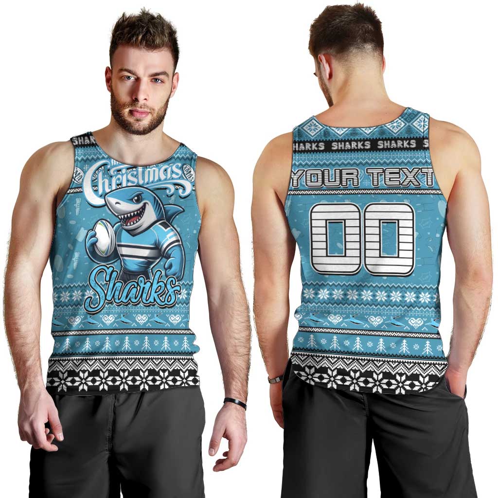 Personalized Sharks Rugby Xmas Men Tank Top Australia NRL Mascot