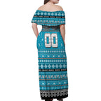 Personalized Sharks Rugby Xmas Off Shoulder Maxi Dress Australia NRL Mascot