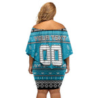 Personalized Sharks Rugby Xmas Off Shoulder Short Dress Australia NRL Mascot
