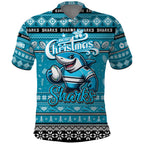 Personalized Sharks Rugby Xmas Polo Shirt Australia NRL Mascot