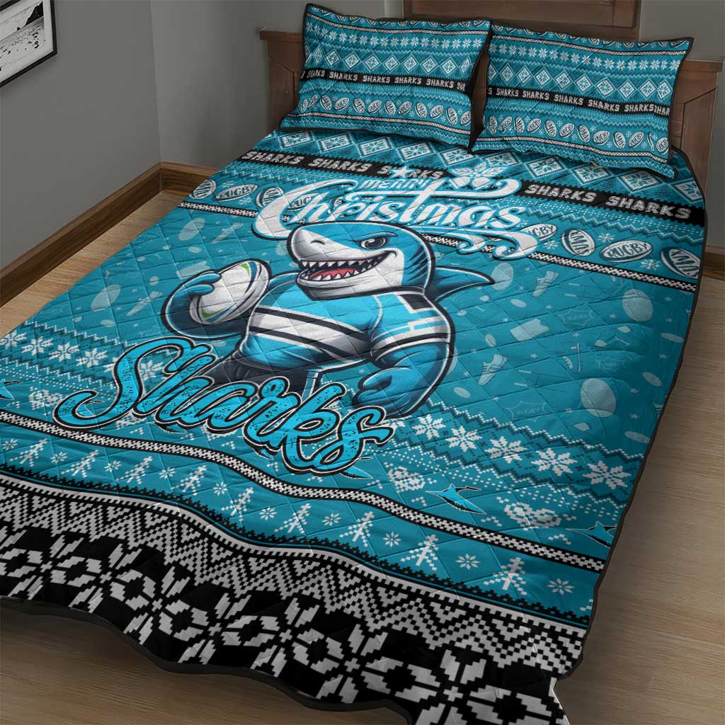 Sharks Rugby Xmas Quilt Bed Set Australia NRL Mascot