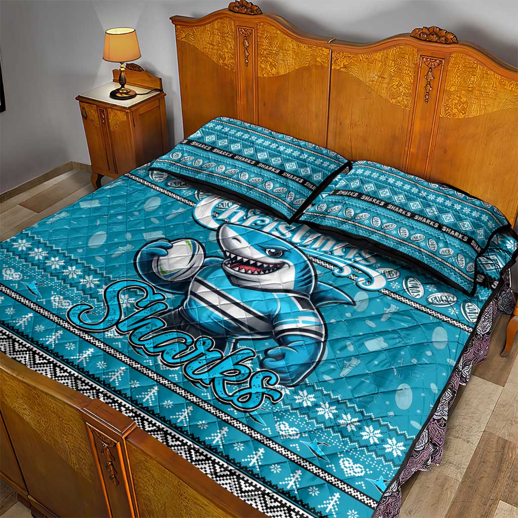 Sharks Rugby Xmas Quilt Bed Set Australia NRL Mascot