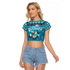 Personalized Sharks Rugby Xmas Raglan Cropped T Shirt Australia NRL Mascot