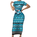 Personalized Sharks Rugby Xmas Short Sleeve Bodycon Dress Australia NRL Mascot