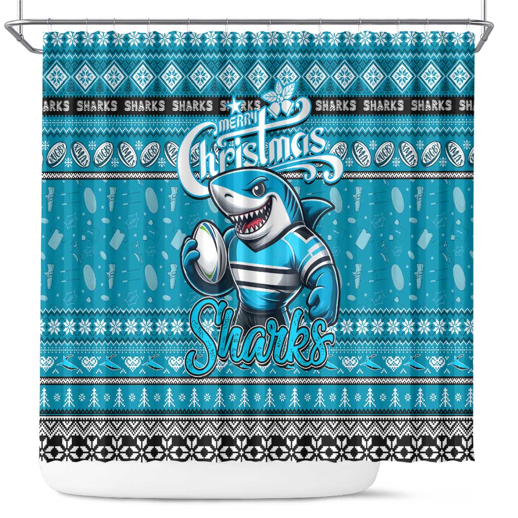 Sharks Rugby Xmas Shower Curtain Australia NRL Mascot
