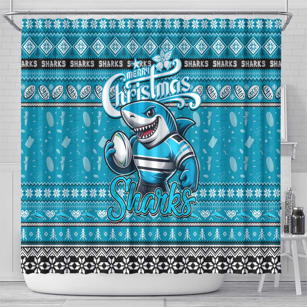 Sharks Rugby Xmas Shower Curtain Australia NRL Mascot