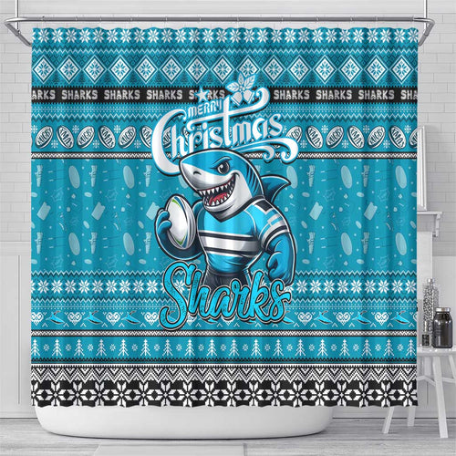 Sharks Rugby Xmas Shower Curtain Australia NRL Mascot