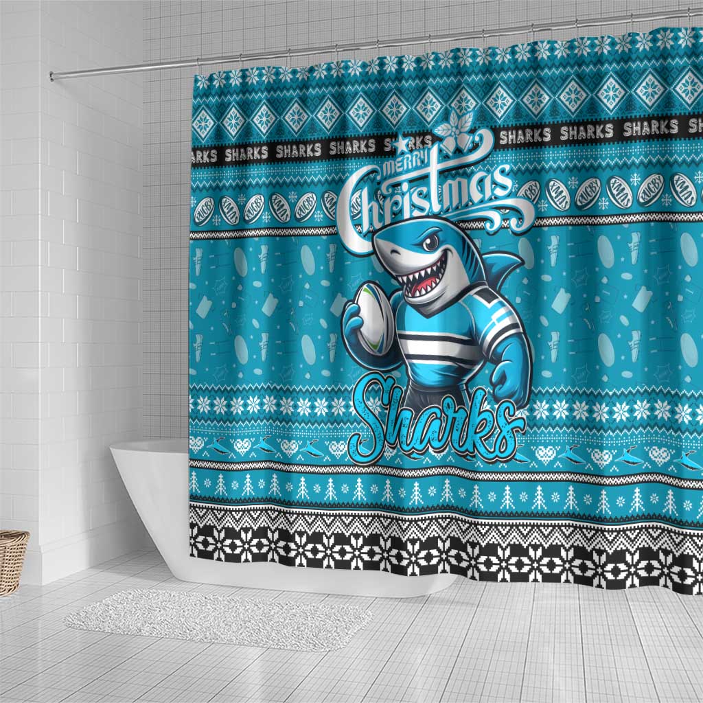 Sharks Rugby Xmas Shower Curtain Australia NRL Mascot