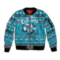 Personalized Sharks Rugby Xmas Sleeve Zip Bomber Jacket Australia NRL Mascot