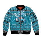 Personalized Sharks Rugby Xmas Sleeve Zip Bomber Jacket Australia NRL Mascot
