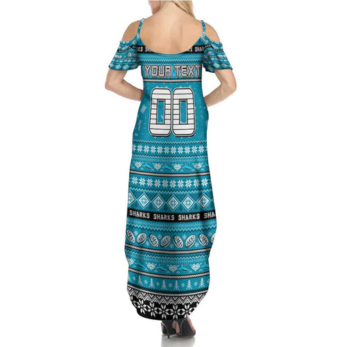 Personalized Sharks Rugby Xmas Summer Maxi Dress Australia NRL Mascot
