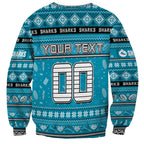 Personalized Sharks Rugby Xmas Sweatshirt Australia NRL Mascot
