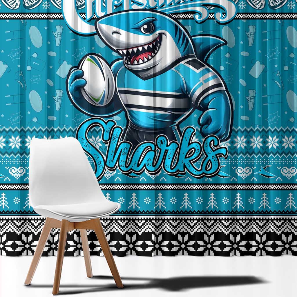 Sharks Rugby Xmas Window Curtain Australia NRL Mascot