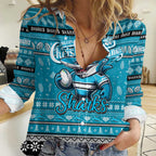 Personalized Sharks Rugby Xmas Women Casual Shirt Australia NRL Mascot