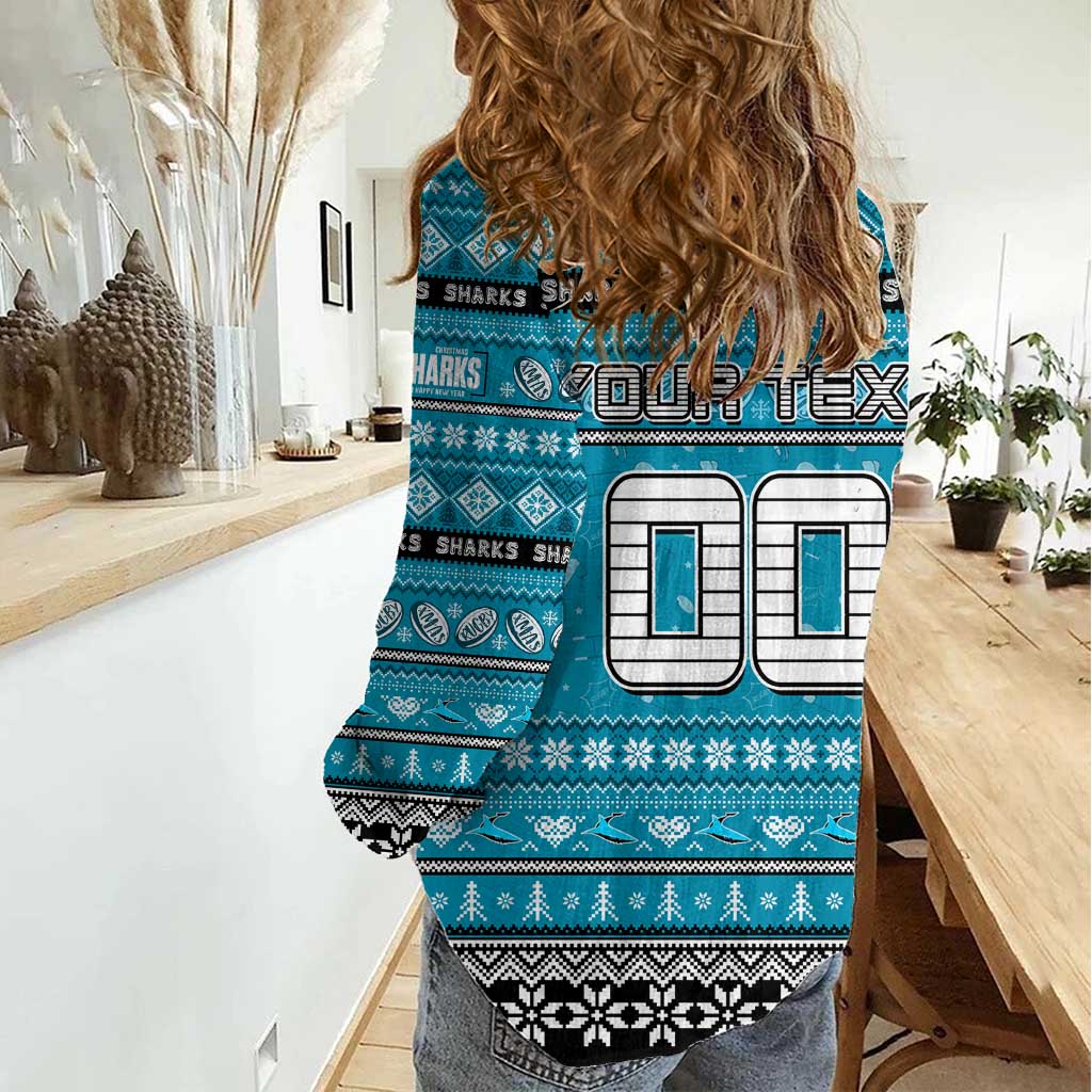 Personalized Sharks Rugby Xmas Women Casual Shirt Australia NRL Mascot
